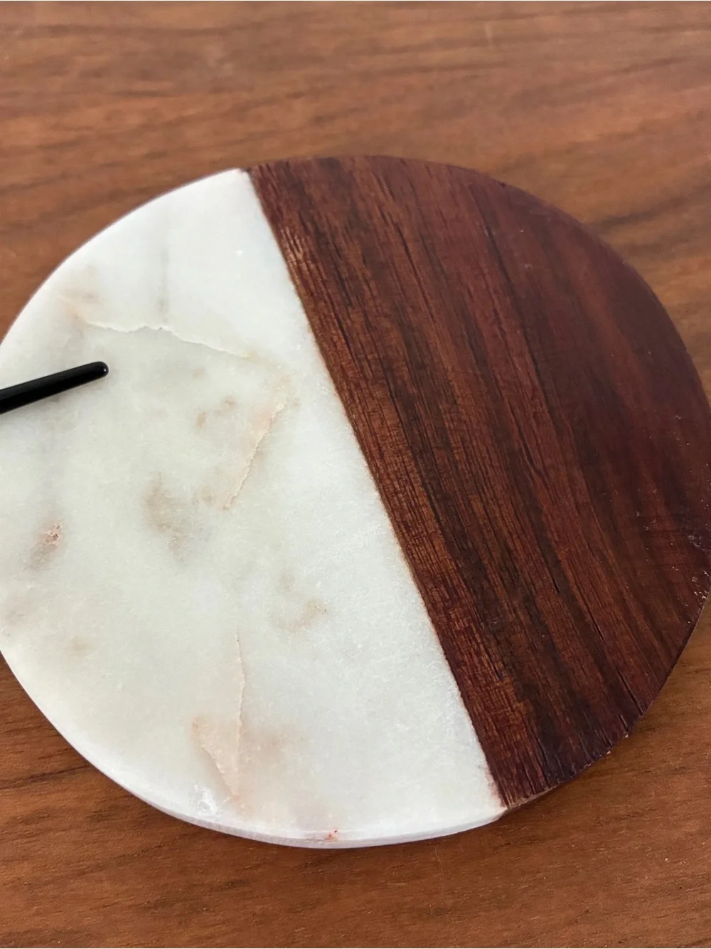 Wood & Marble Coasters Set of 4 MCM Boho